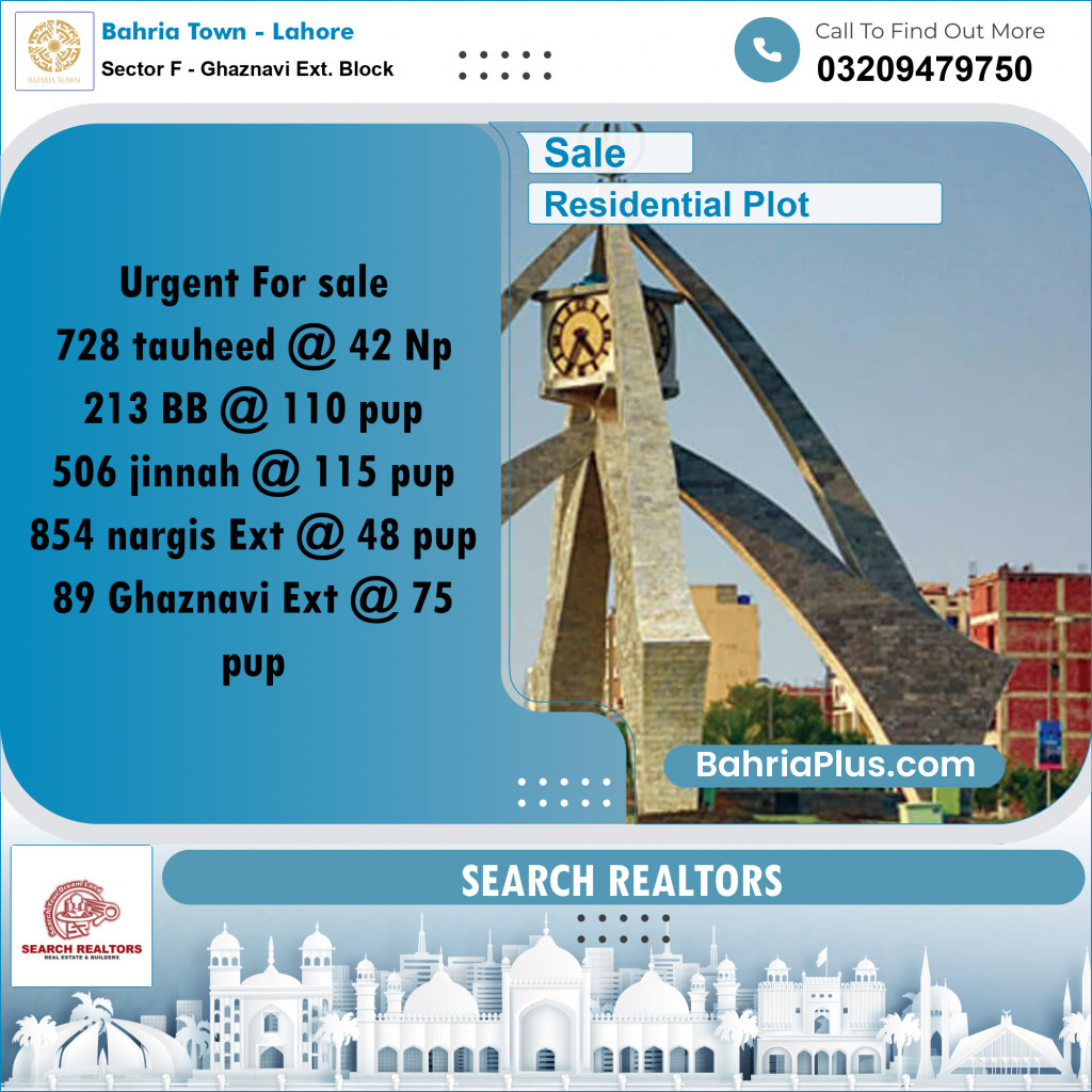 5 Marla Residential Plot for Sale in Sector F - Ghaznavi Ext. Block -  Bahria Town, Lahore - (BP-253325)