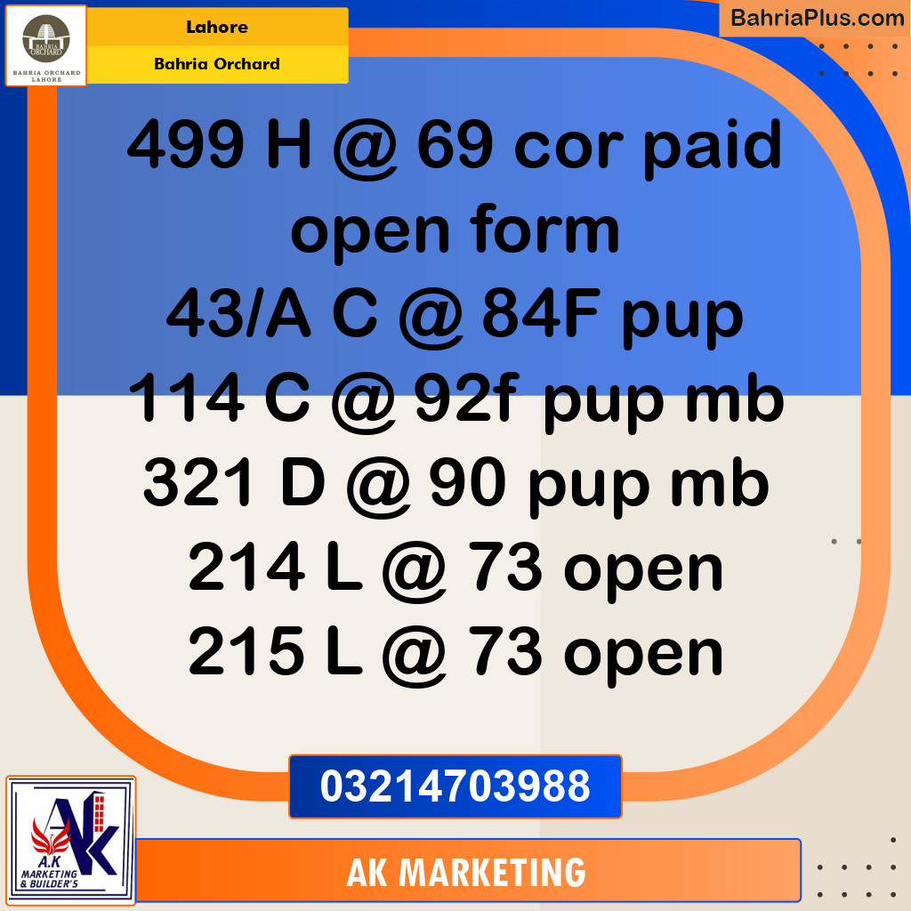 Residential Plot for Sale in Bahria Orchard, Lahore - (BP-253409)