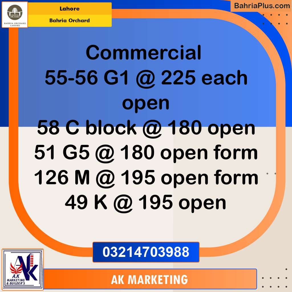 Residential Plot for Sale in Bahria Orchard, Lahore - (BP-253417)