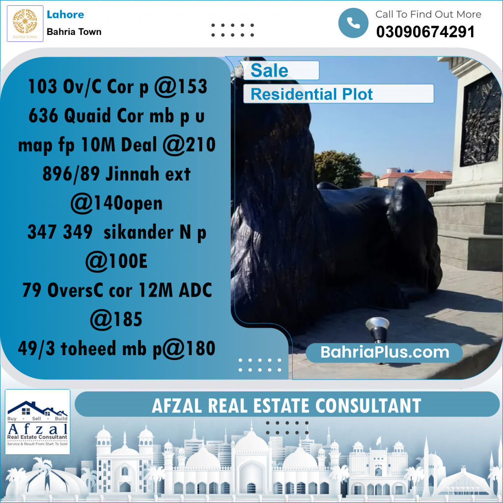 Residential Plot for Sale in Bahria Town, Lahore - (BP-253447)