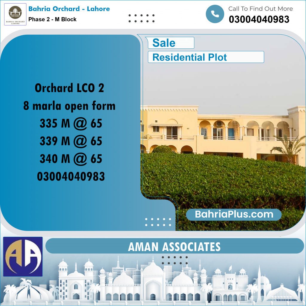 Residential Plot for Sale in Phase 2 - M Block -  Bahria Orchard, Lahore - (BP-253480)