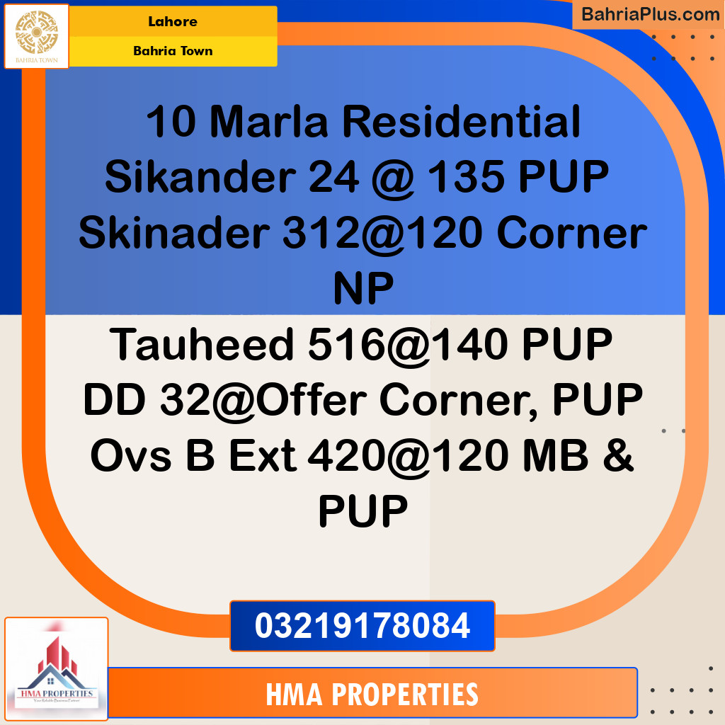 10 Marla Residential Plot for Sale in Bahria Town, Lahore - (BP-253486)