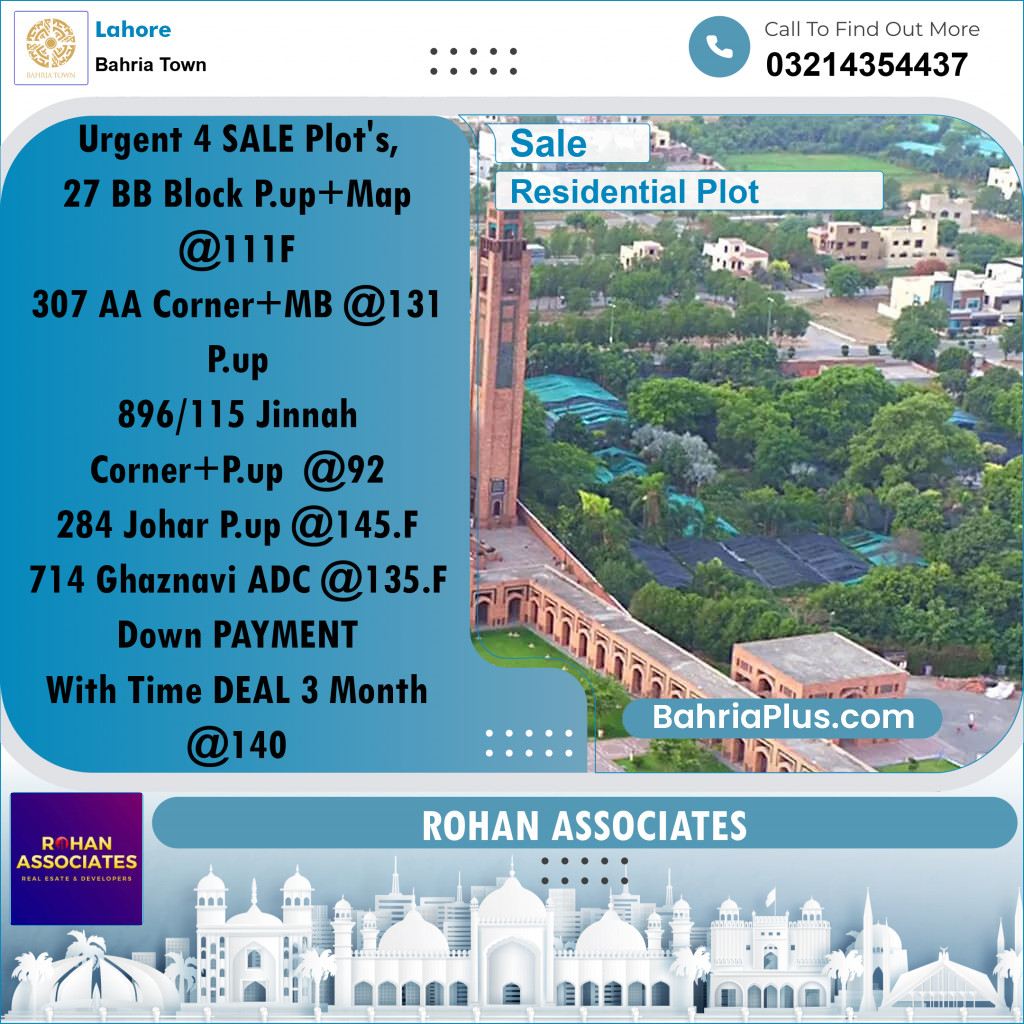 Residential Plot for Sale in Bahria Town, Lahore - (BP-253523)