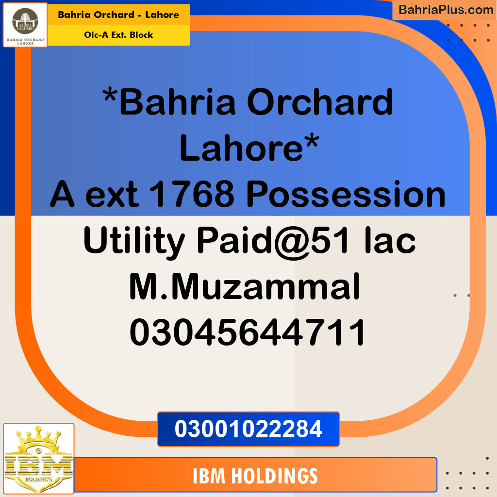 5 Marla Residential Plot for Sale in OLC-A Ext. Block -  Bahria Orchard, Lahore - (BP-253529)