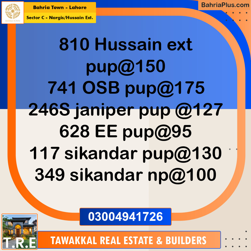 1 Kanal Residential Plot for Sale in Sector C - Nargis/Hussain Ext. -  Bahria Town, Lahore - (BP-253535)