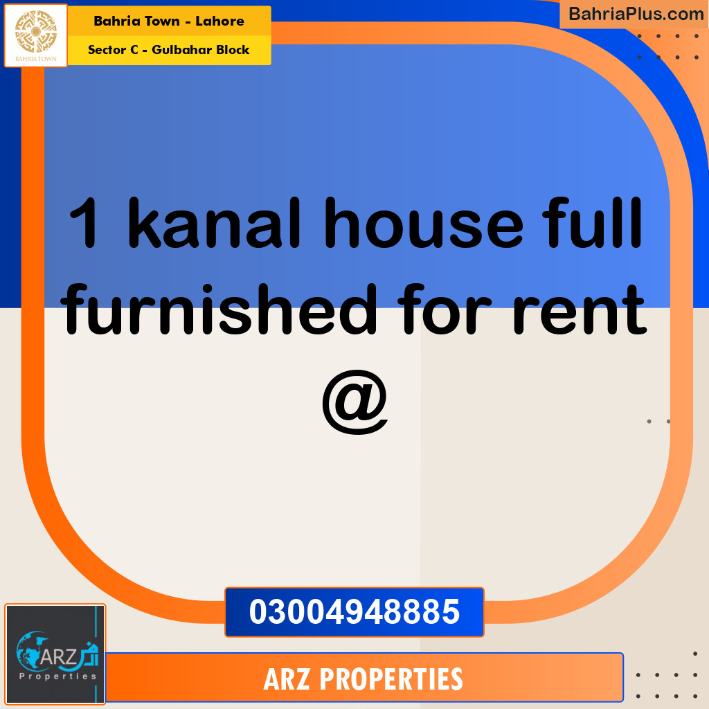 Residential House for Rent in Sector C - Gulbahar Block -  Bahria Town, Lahore - (BP-253537)