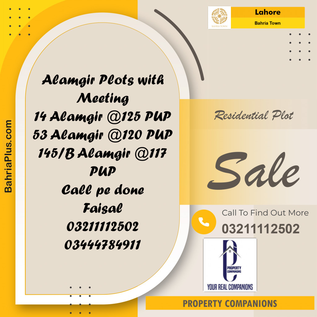 Residential Plot for Sale in Bahria Town, Lahore - (BP-253545)