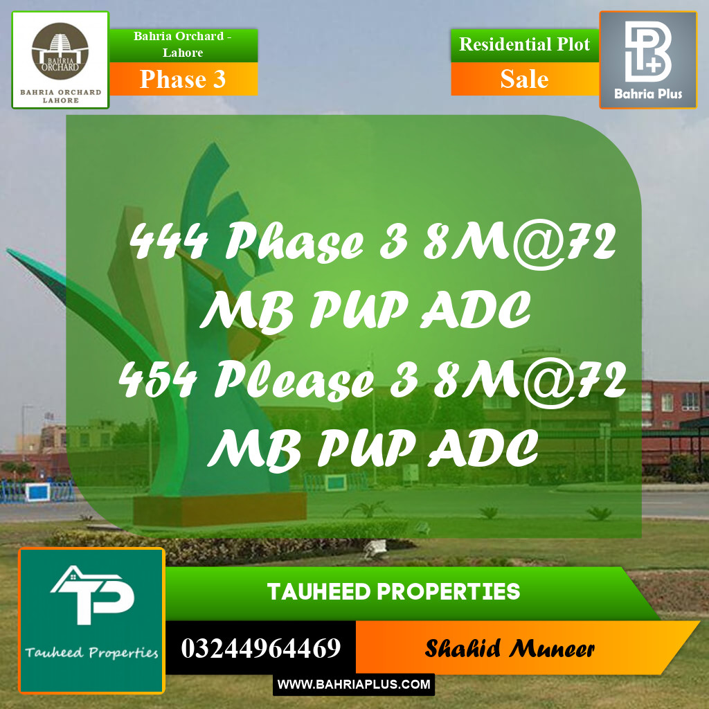 8 Marla Residential Plot for Sale in Phase 3 -  Bahria Orchard, Lahore - (BP-253612)