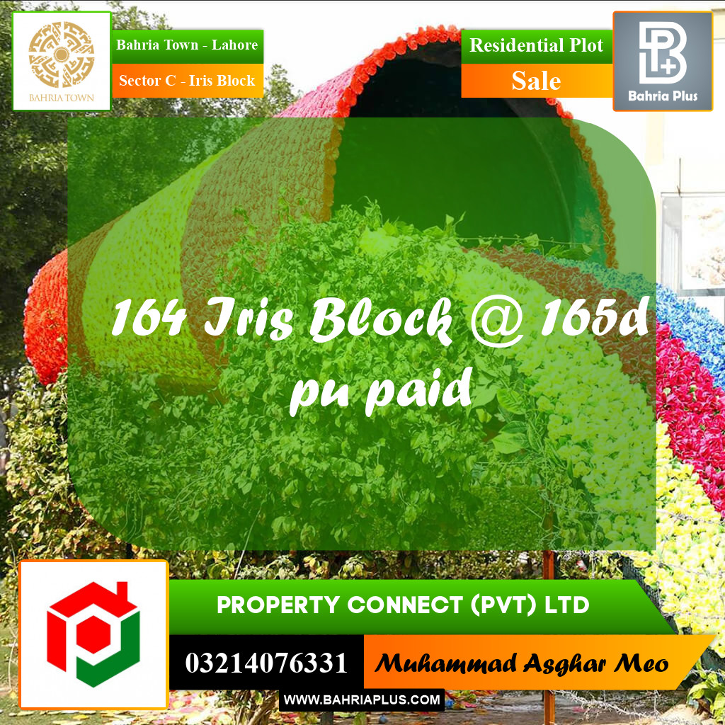 10 Marla Residential Plot for Sale in Sector C - Iris Block -  Bahria Town, Lahore - (BP-253696)