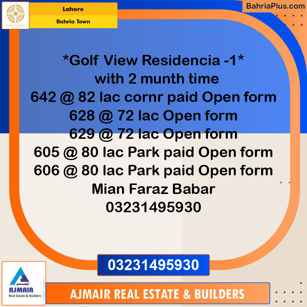 Residential Plot for Sale in Bahria Town, Lahore - (BP-253713)
