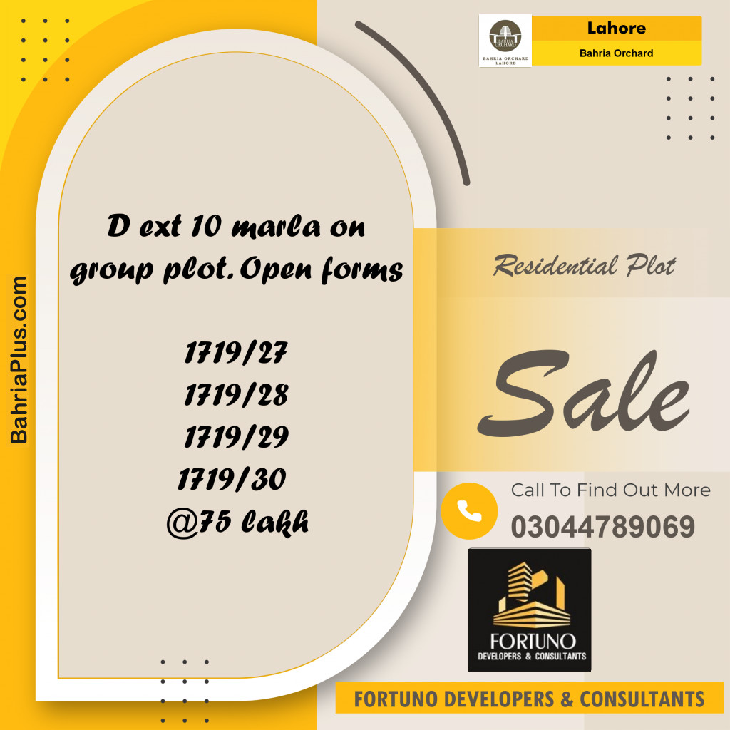 10 Marla Residential Plot for Sale in Bahria Orchard, Lahore - (BP-253720)