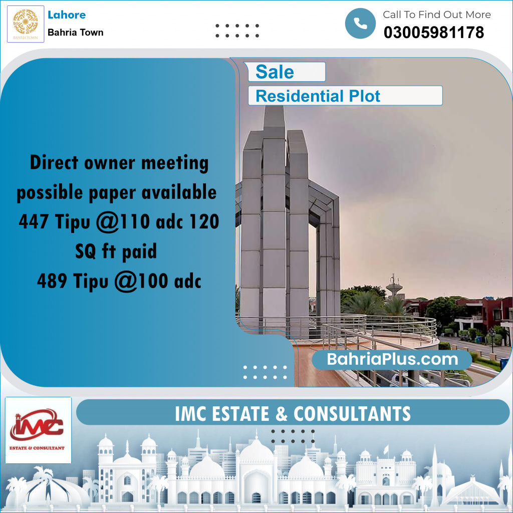 Residential Plot for Sale in Bahria Town, Lahore - (BP-253721)