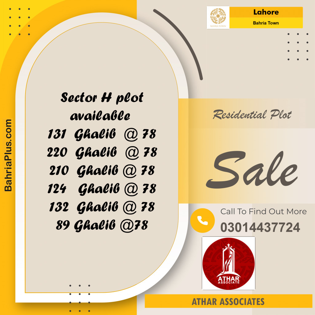 8 Marla Residential Plot for Sale in Bahria Town, Lahore - (BP-253729)