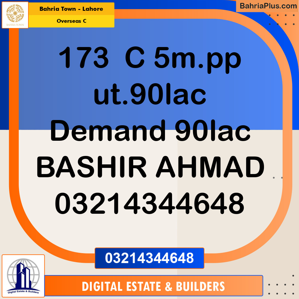 5 Marla Residential Plot for Sale in Overseas C -  Bahria Town, Lahore - (BP-253743)