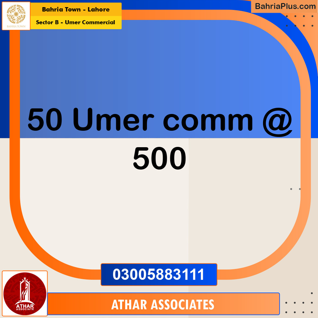 8 Marla Commercial Plot for Sale in Sector B - Umer Commercial -  Bahria Town, Lahore - (BP-253771)