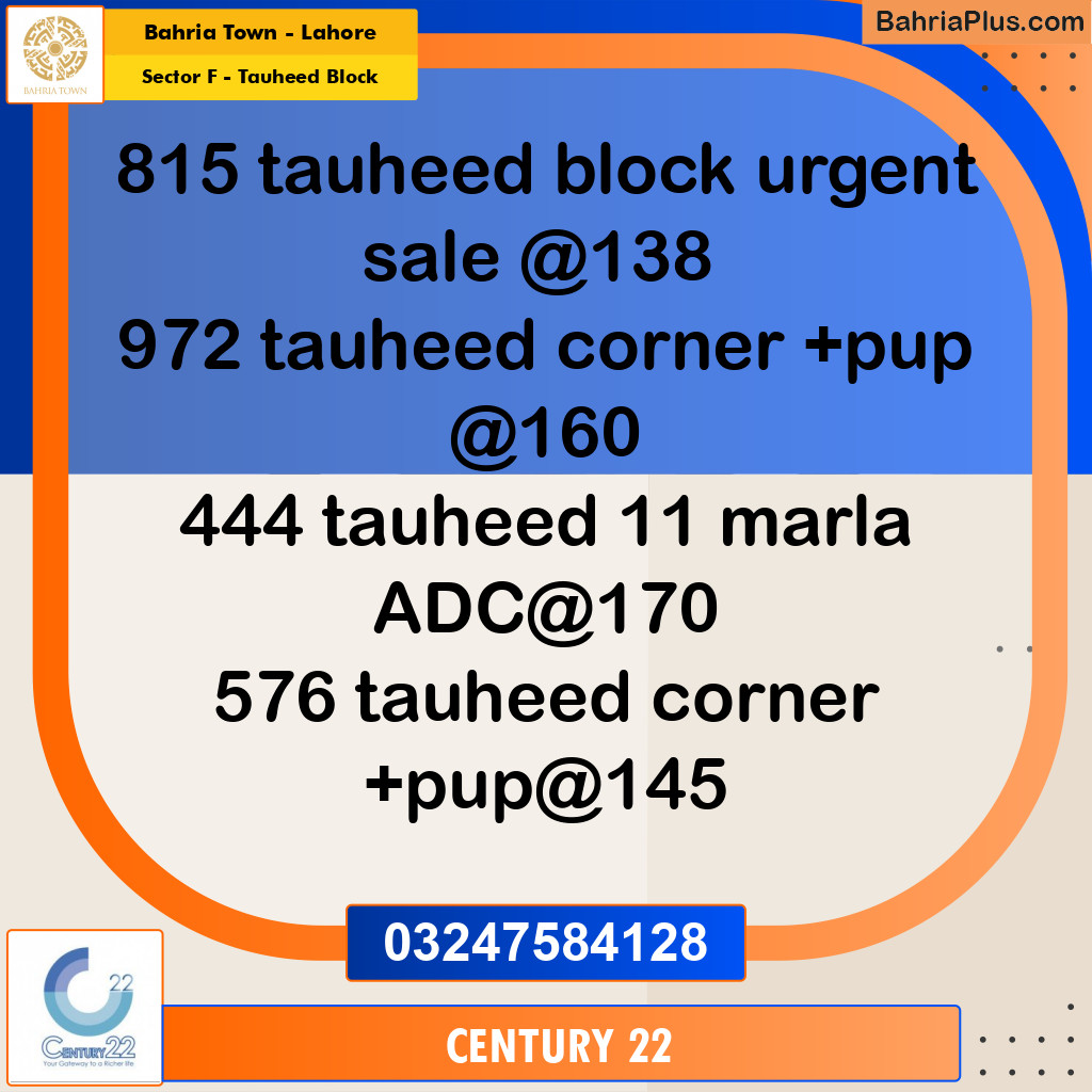10 Marla Residential Plot for Sale in Sector F - Tauheed Block -  Bahria Town, Lahore - (BP-253789)