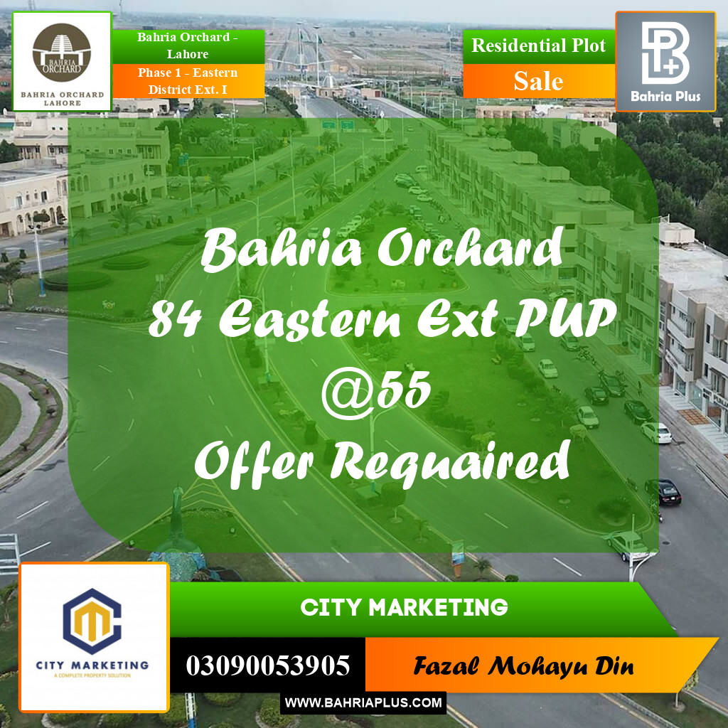 5 Marla Residential Plot for Sale in Phase 1 - Eastern District Ext. I -  Bahria Orchard, Lahore - (BP-253805)