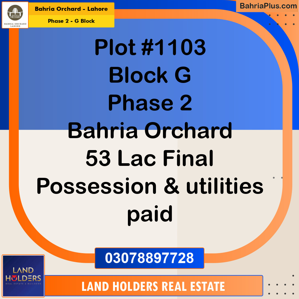 5 Marla Residential Plot for Sale in Phase 2 - G Block -  Bahria Orchard, Lahore - (BP-253812)