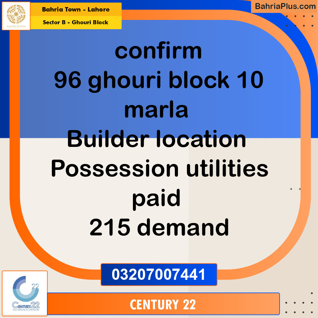 10 Marla Residential Plot for Sale in Sector B - Ghouri Block -  Bahria Town, Lahore - (BP-253870)