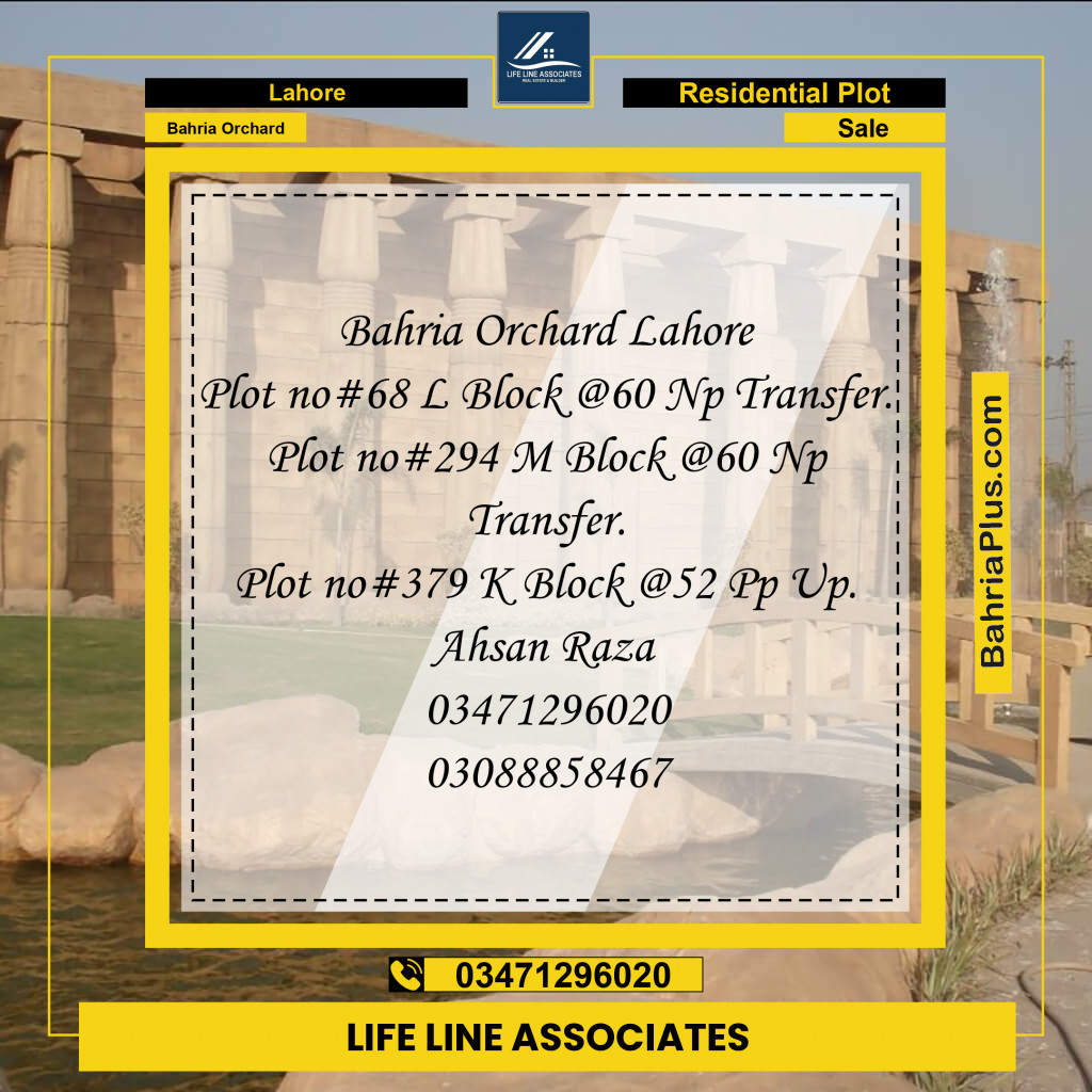5 Marla Residential Plot for Sale in Bahria Orchard, Lahore - (BP-253875)