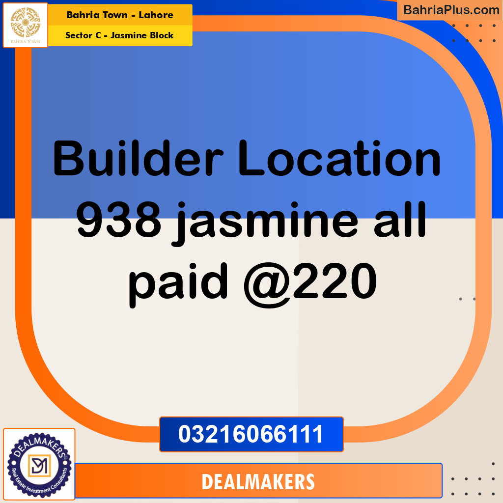 10 Marla Residential Plot for Sale in Sector C - Jasmine Block -  Bahria Town, Lahore - (BP-253889)