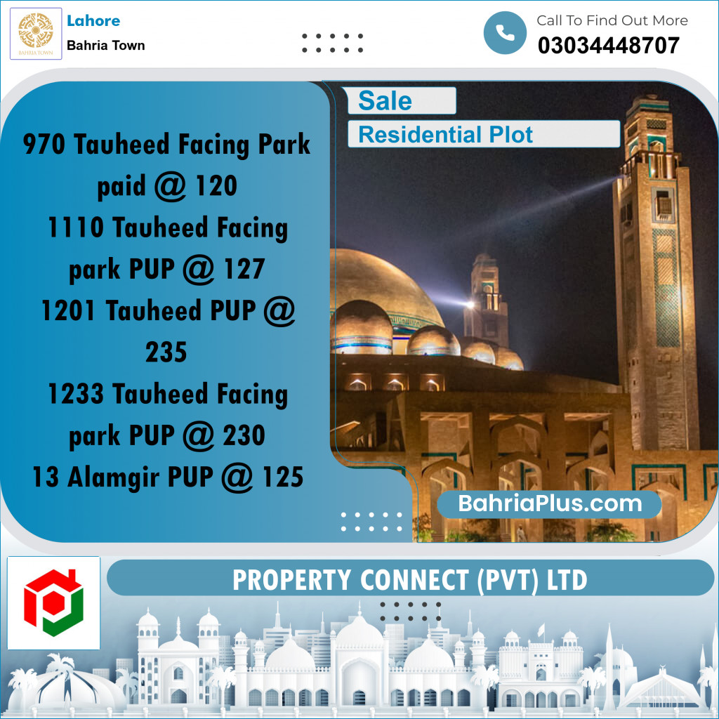 Residential Plot for Sale in Bahria Town, Lahore - (BP-253922)