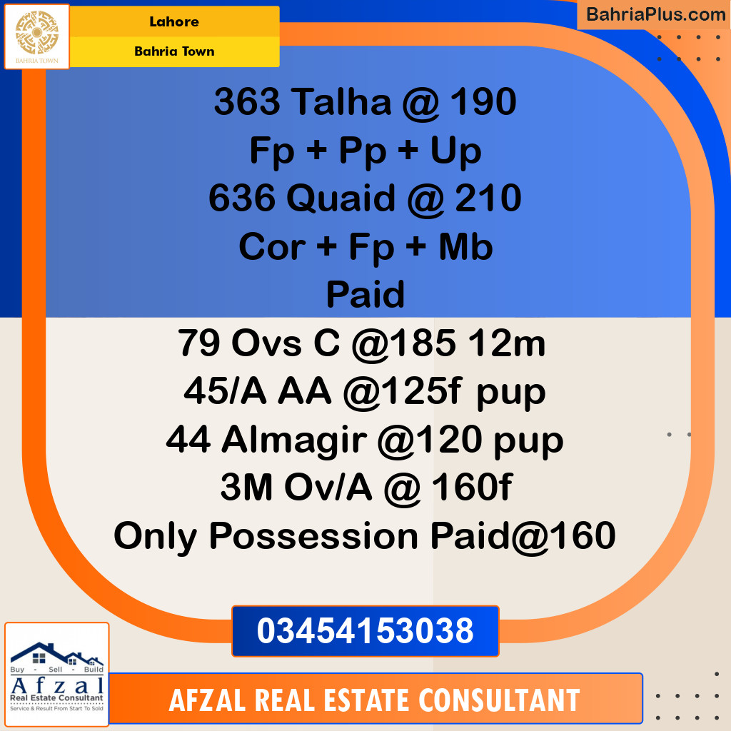 Residential Plot for Sale in Bahria Town, Lahore - (BP-253934)