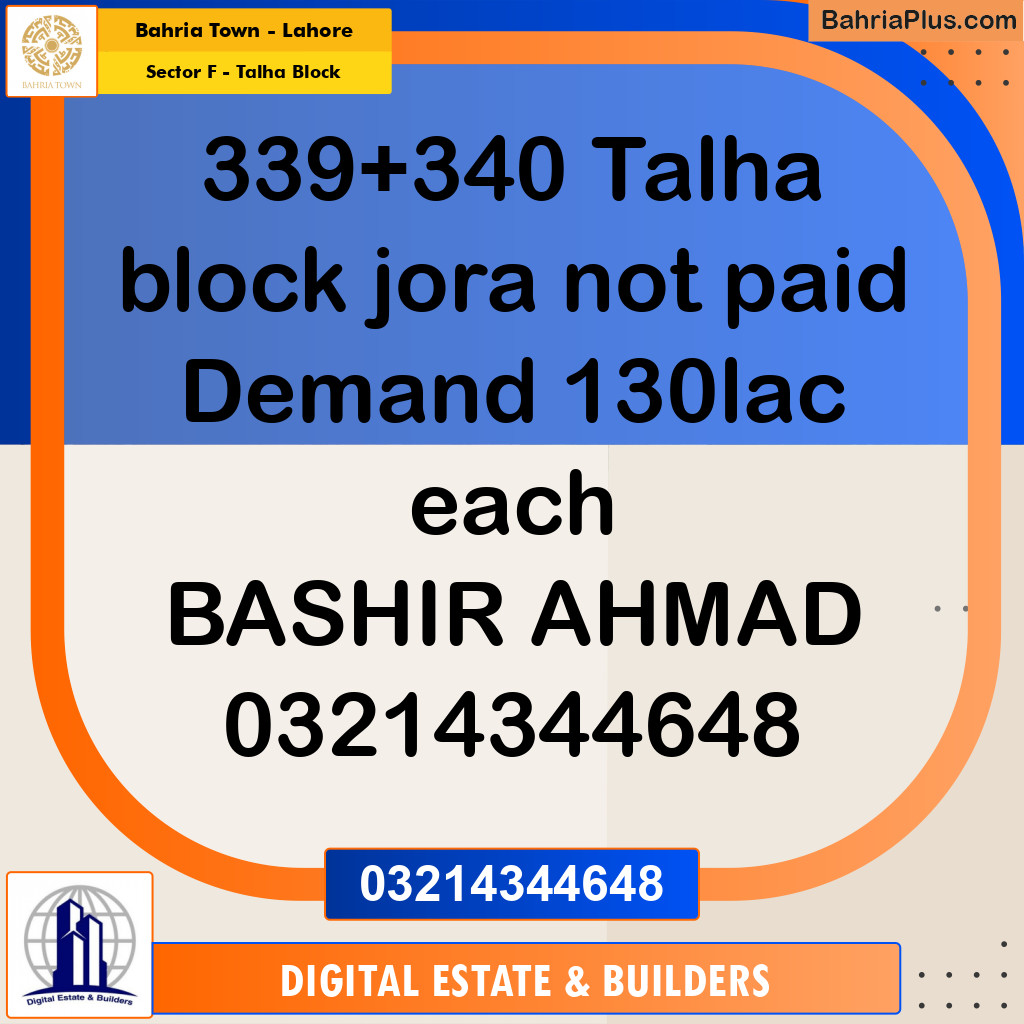 10 Marla Residential Plot for Sale in Sector F - Talha Block -  Bahria Town, Lahore - (BP-253953)