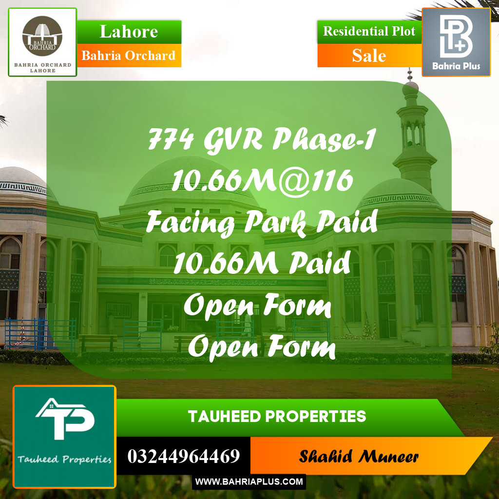Residential Plot for Sale in Bahria Orchard, Lahore - (BP-253958)