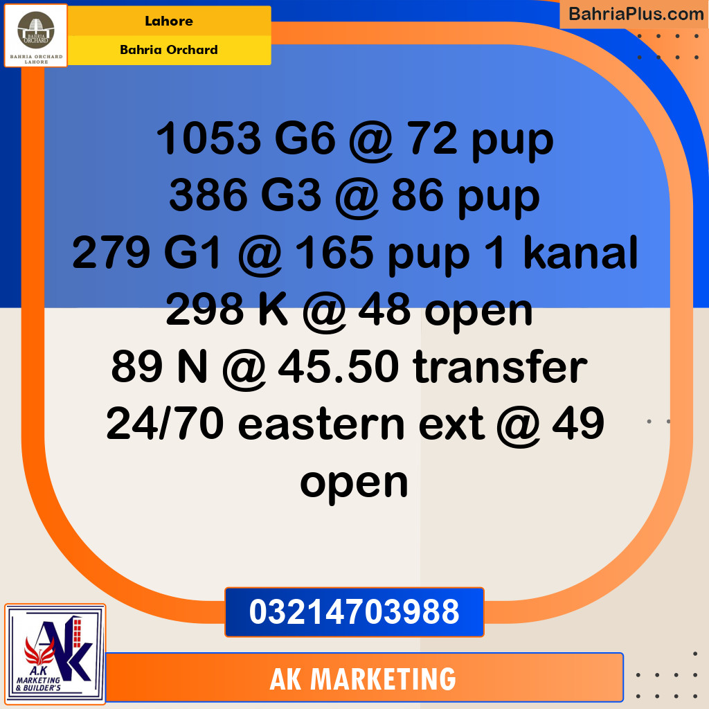 Residential Plot for Sale in Bahria Orchard, Lahore - (BP-253964)