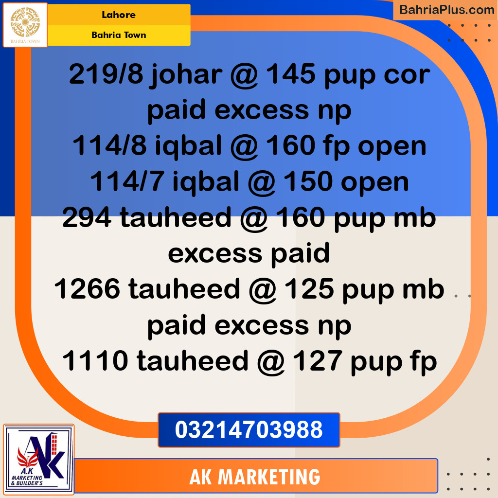 Residential Plot for Sale in Bahria Town, Lahore - (BP-253969)