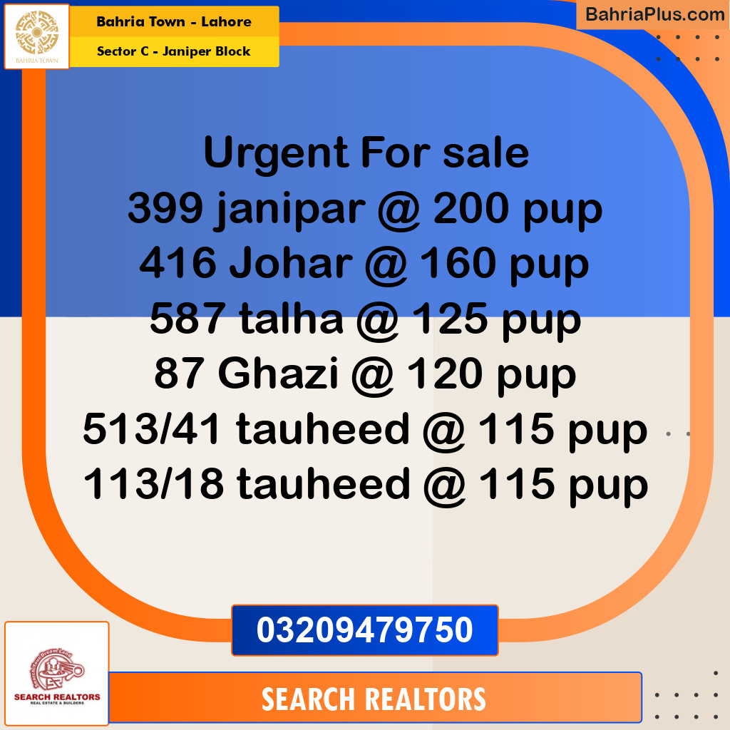10 Marla Residential Plot for Sale in Sector C - Janiper Block -  Bahria Town, Lahore - (BP-254002)