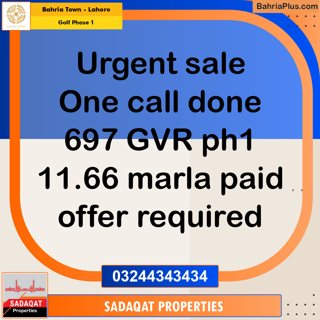 11.66 Marla Residential Plot for Sale in Golf Phase 1 -  Bahria Town, Lahore - (BP-254017)