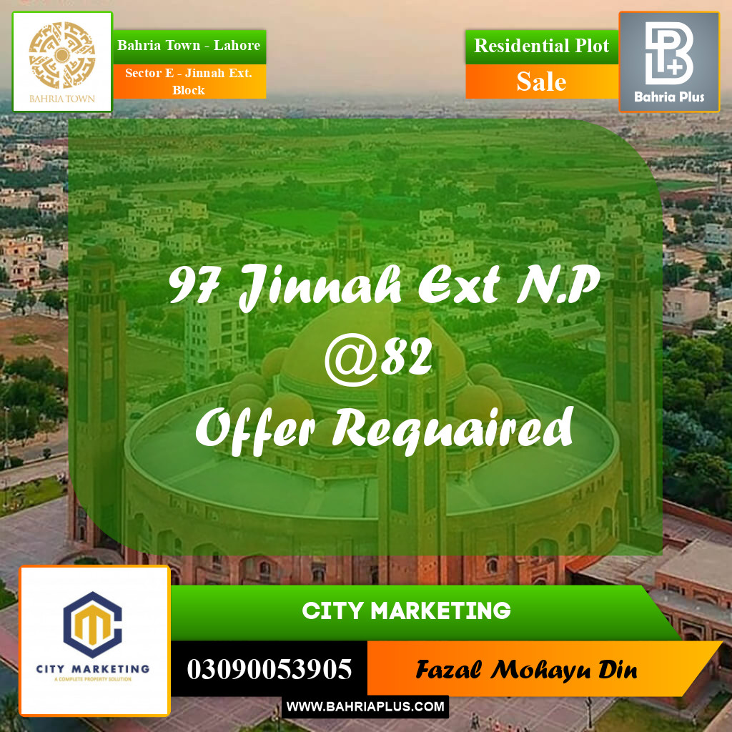 5 Marla Residential Plot for Sale in Sector E - Jinnah Ext. Block -  Bahria Town, Lahore - (BP-254033)