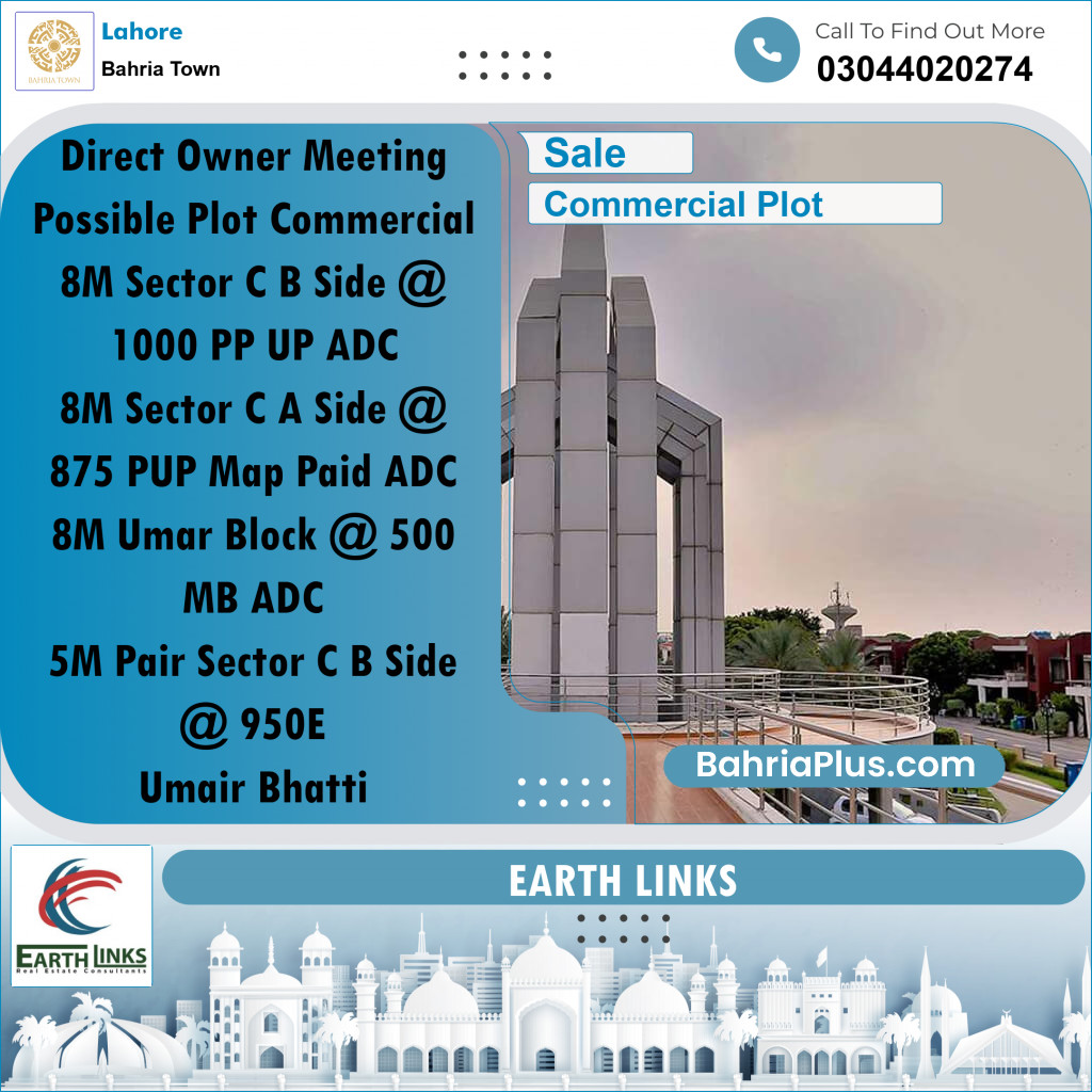 Commercial Plot for Sale in Bahria Town, Lahore - (BP-254061)