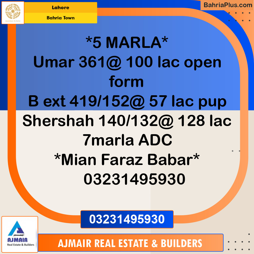 Residential Plot for Sale in Bahria Town, Lahore - (BP-254075)