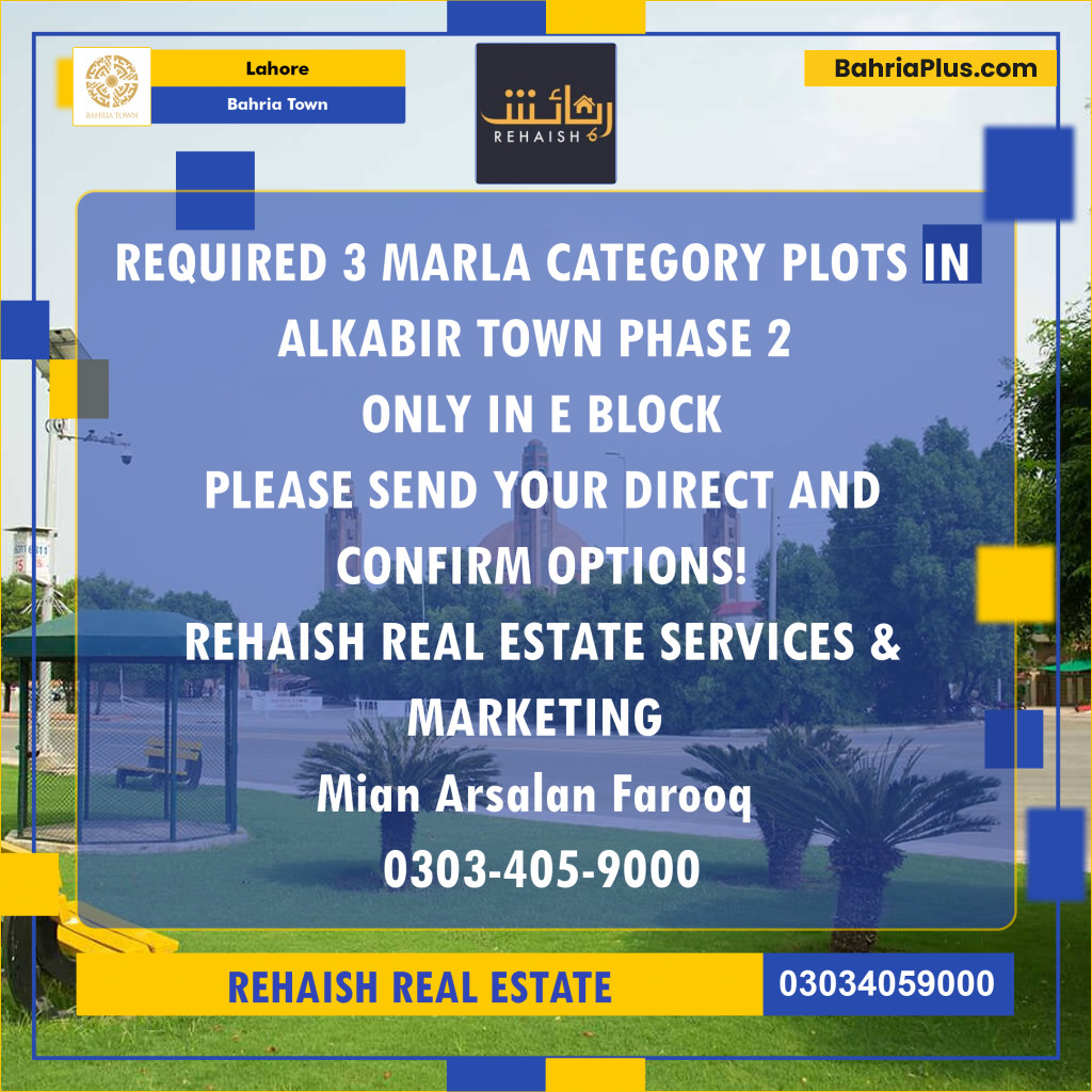 Residential Plot for Sale in Bahria Town, Lahore - (BP-254079)
