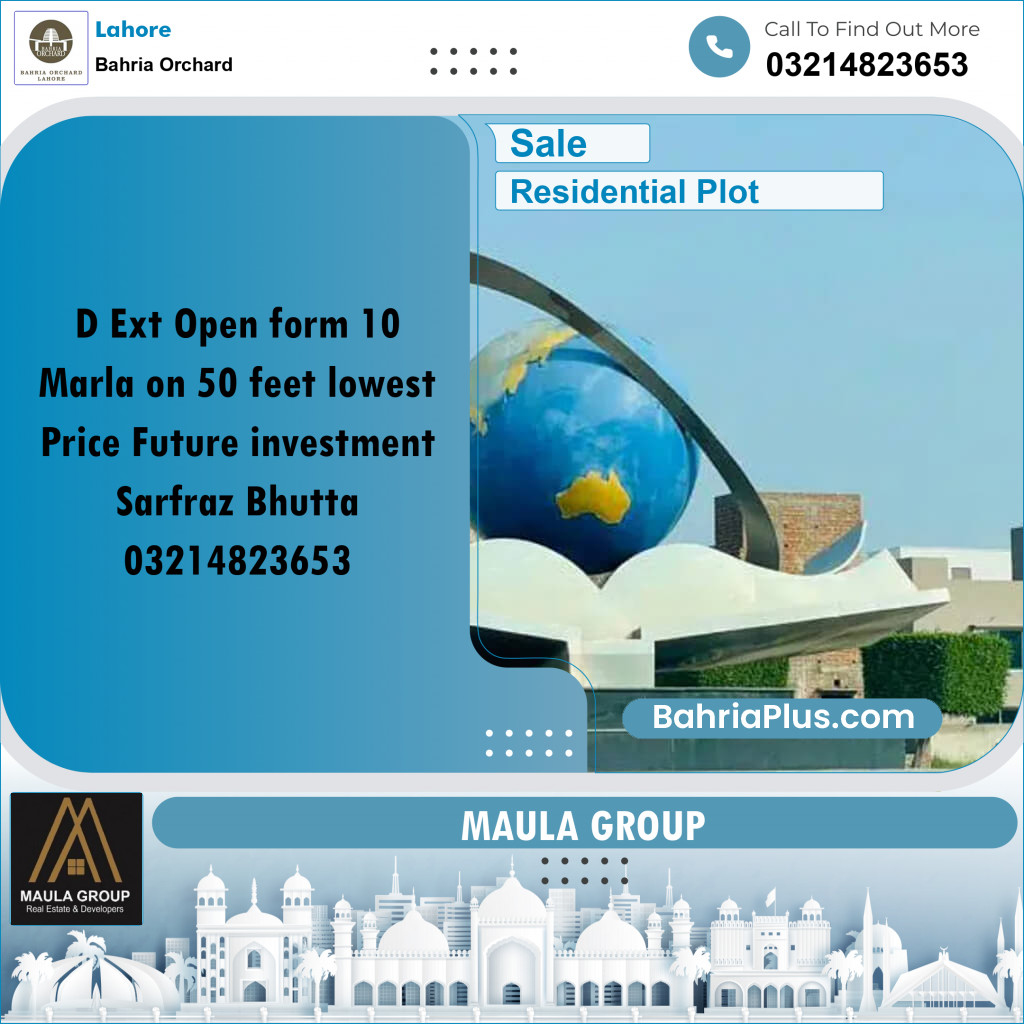 10 Marla Residential Plot for Sale in Bahria Orchard, Lahore - (BP-254096)