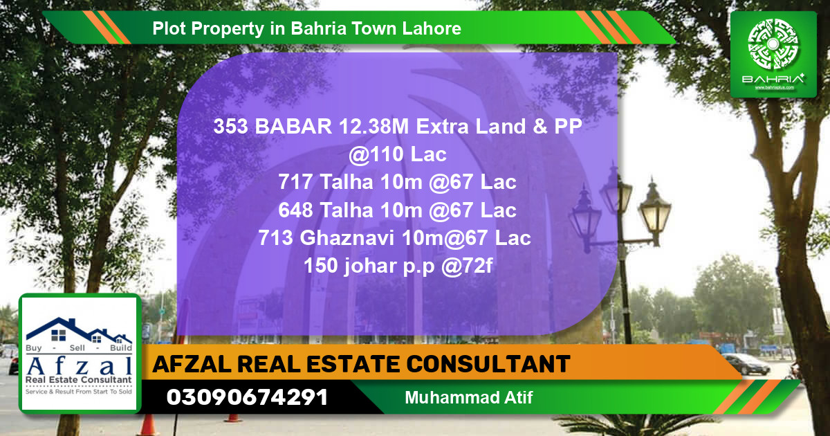 Residential Plot for Sale in Bahria Town, Lahore - (BP-25410)