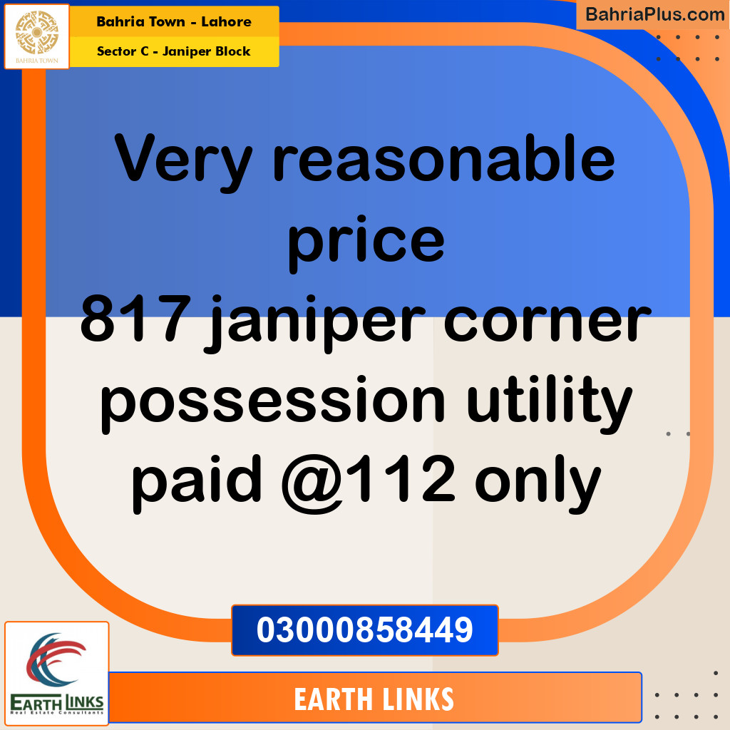 10 Marla Residential Plot for Sale in Sector C - Janiper Block -  Bahria Town, Lahore - (BP-254124)