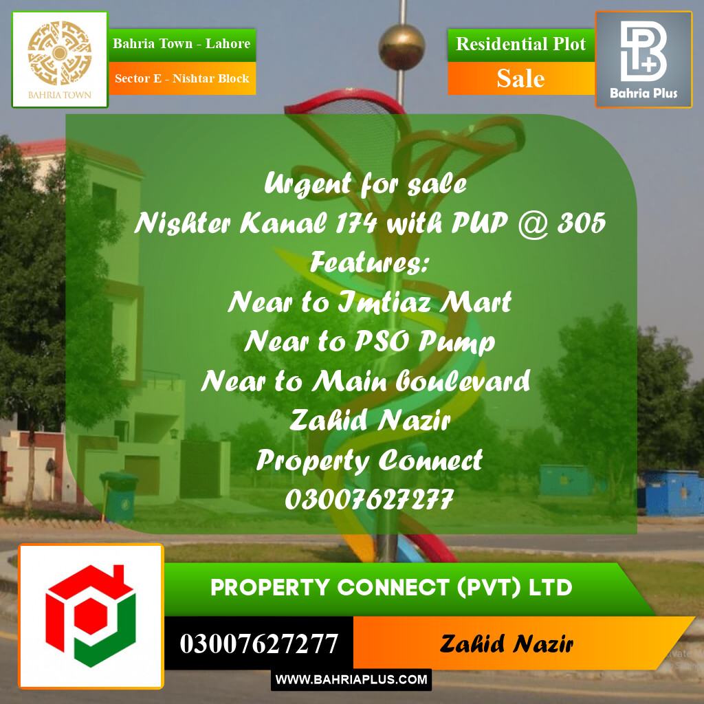 Residential Plot for Sale in Sector E - Nishtar Block -  Bahria Town, Lahore - (BP-254149)