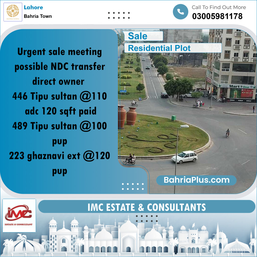 Residential Plot for Sale in Bahria Town, Lahore - (BP-254162)