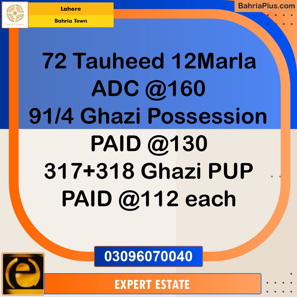 12 Marla Residential Plot for Sale in Bahria Town, Lahore - (BP-254167)