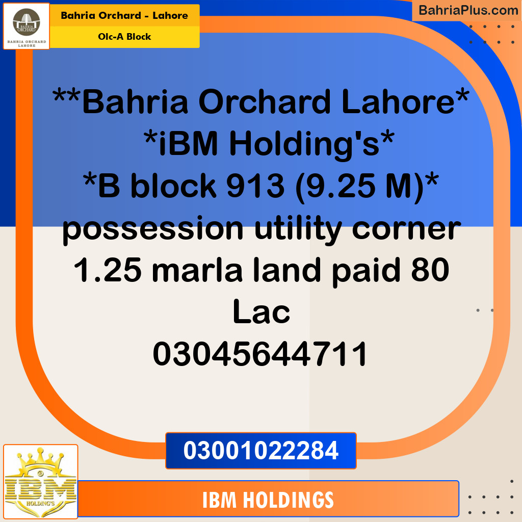 5 Marla Residential Plot for Sale in OLC-A Block -  Bahria Orchard, Lahore - (BP-254207)