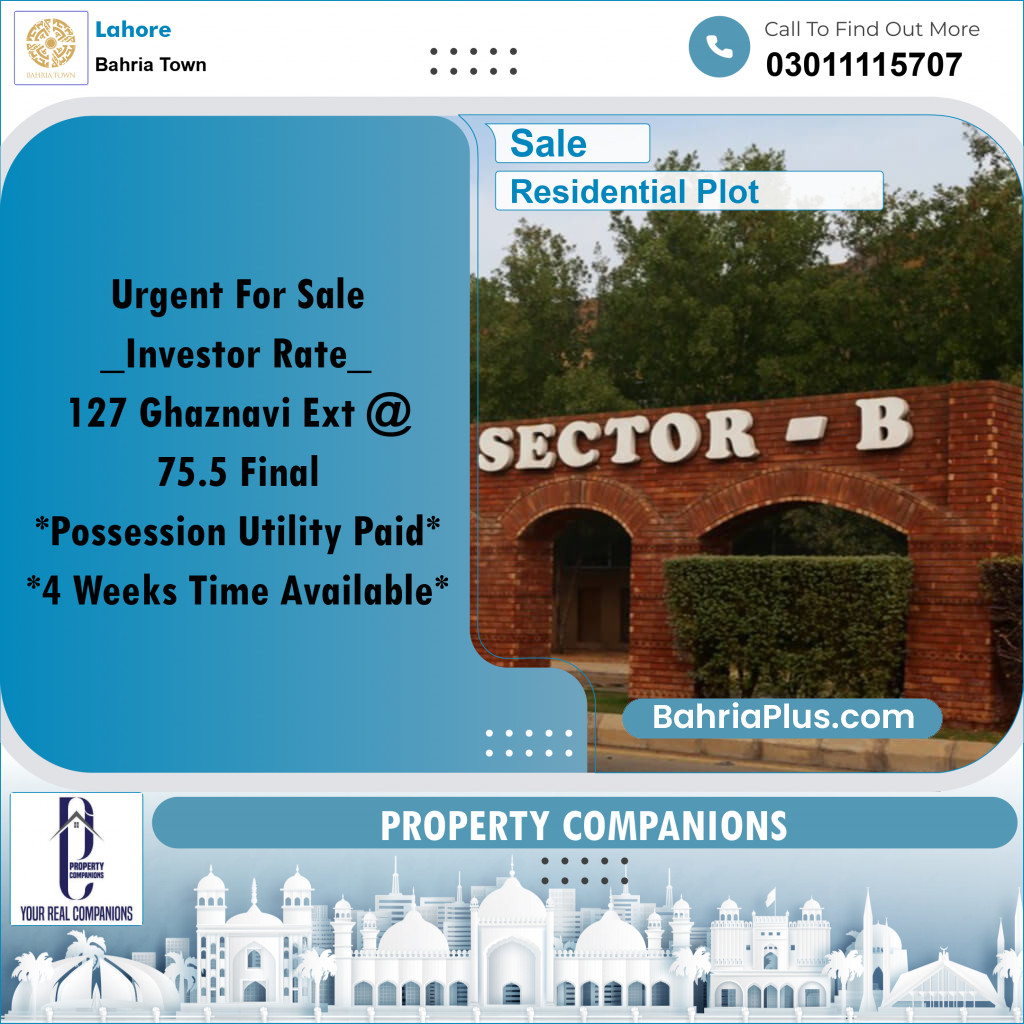 Residential Plot for Sale in Bahria Town, Lahore - (BP-254277)