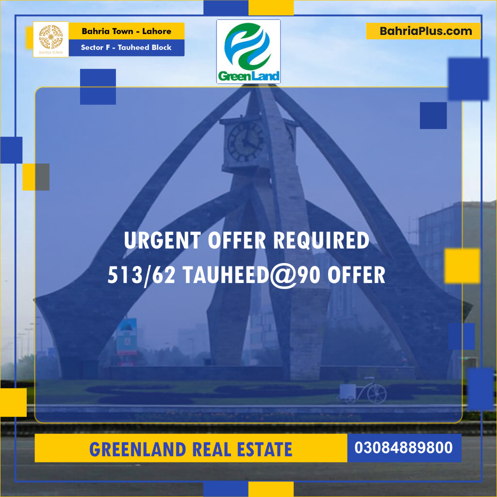 10 Marla Residential Plot for Sale in Sector F - Tauheed Block -  Bahria Town, Lahore - (BP-254284)