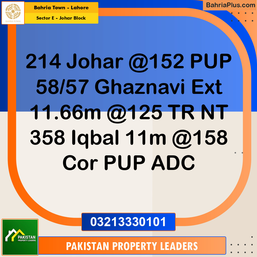10 Marla Residential Plot for Sale in Sector E - Johar Block -  Bahria Town, Lahore - (BP-254324)