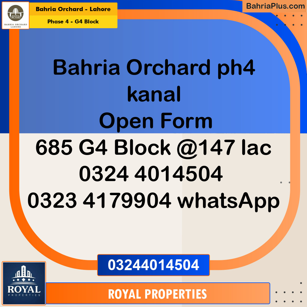 Residential Plot for Sale in Phase 4 - G4 Block -  Bahria Orchard, Lahore - (BP-254330)