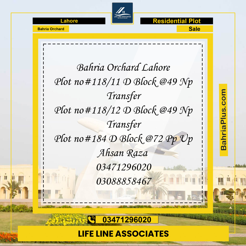 5 Marla Residential Plot for Sale in Bahria Orchard, Lahore - (BP-254359)