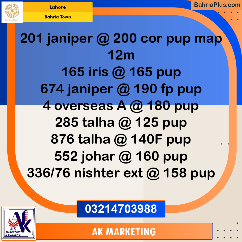 Residential Plot for Sale in Bahria Town, Lahore - (BP-254373)